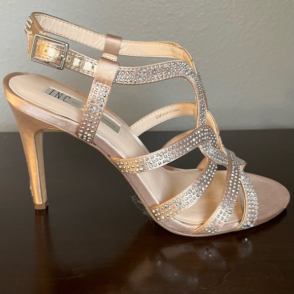 INC Crystal Blush Satin Rhinestones Heels - Picture 6 of 6